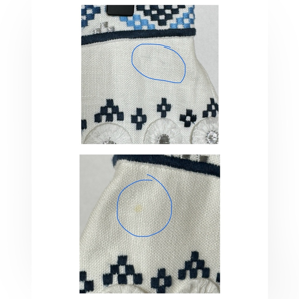 Alexis Embroidered Mini Skirt Lucille Western Scandi Boho Blue White SZ Medium - Picture 16 of 16